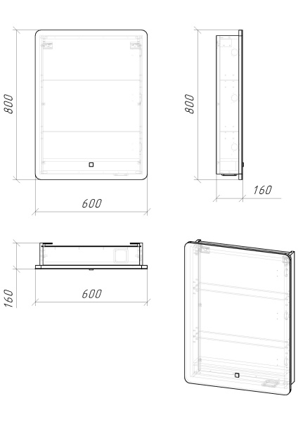 Зеркало-шкаф для ванной Grossman АДЕЛЬ-60 см с LED подсветкой